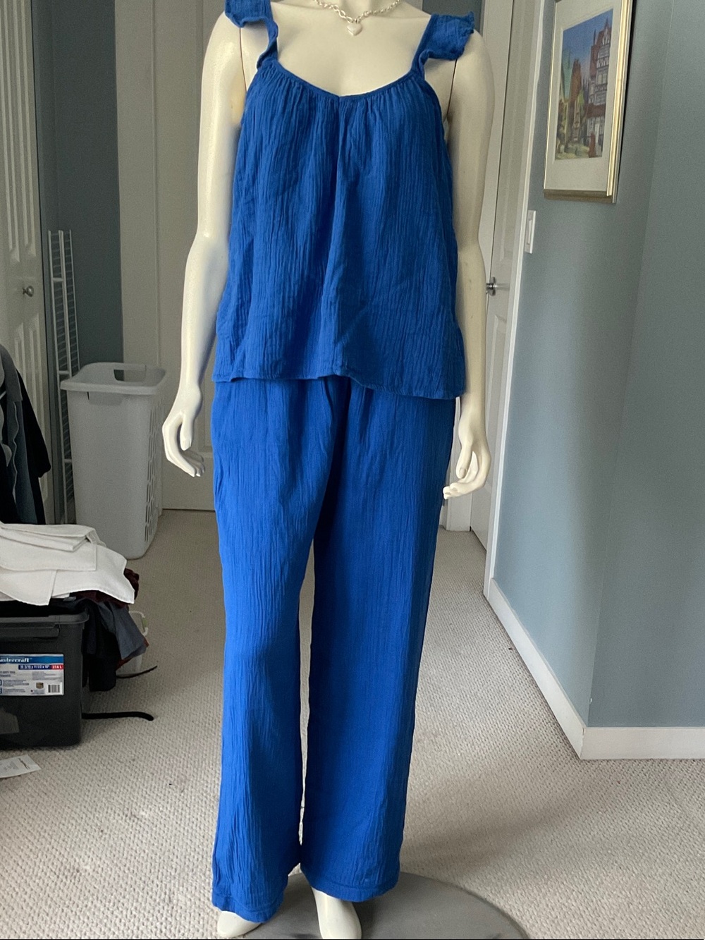 NWT blue flowy tank top